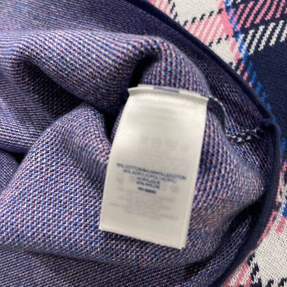 Lands' End Sweater Women's size‎ Large Blue Pink Plaid Pullover Mock Neck Casual - Picture 4 of 7
